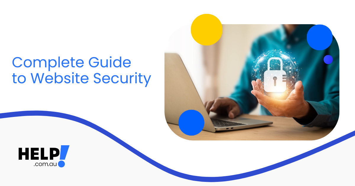 person at laptop holding website security lock in one hand