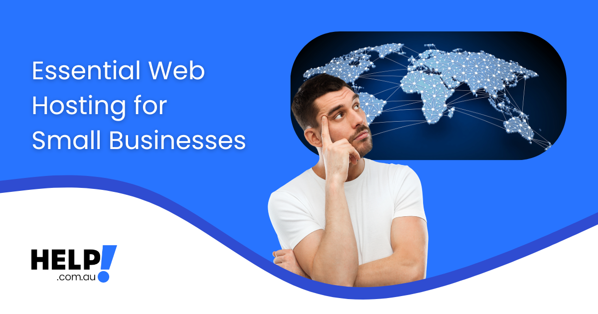 Man looking up at digital globe thinking about web hosting