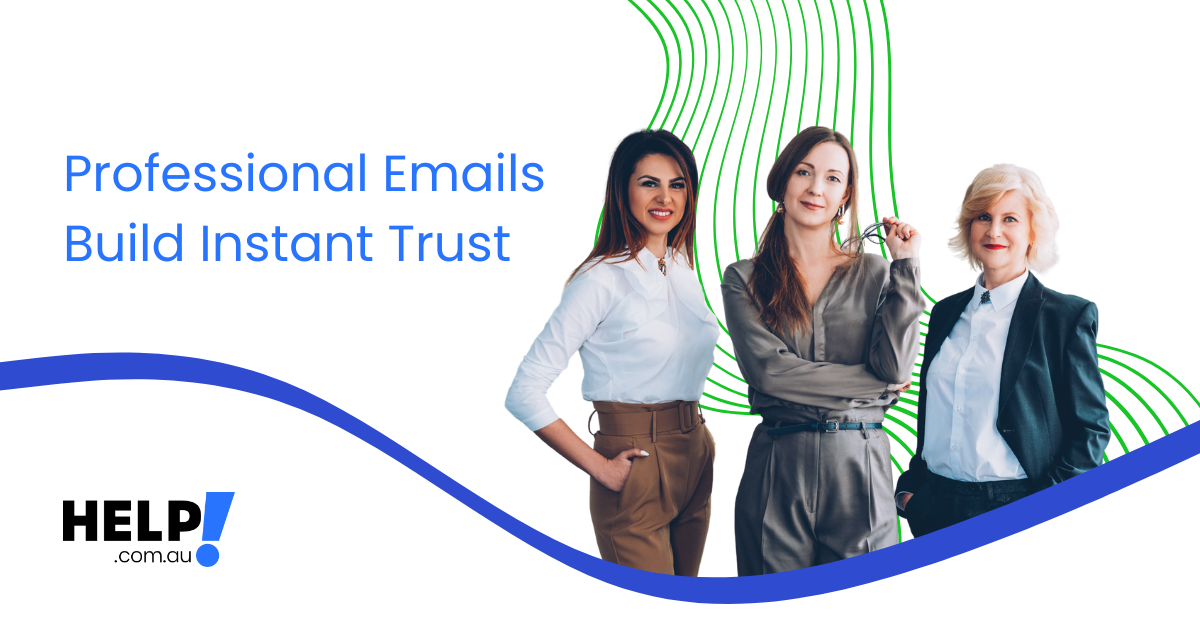Three business woman standing together happy with their professional emails