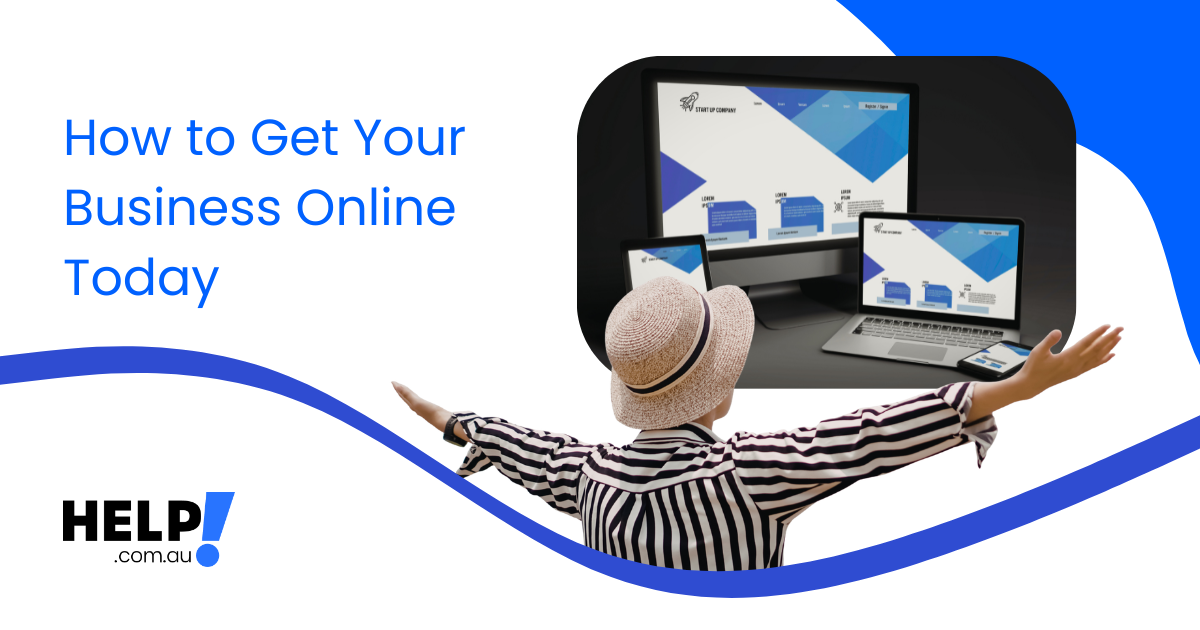 woman with arms wide celebrating getting her business online