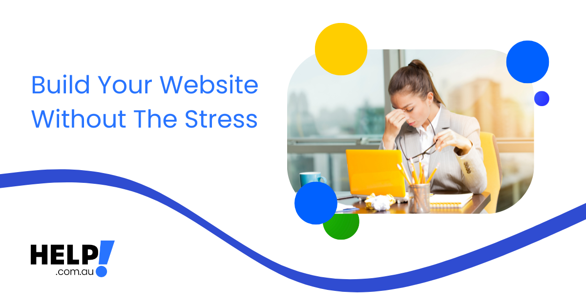 Woman looking stressed out about building her website