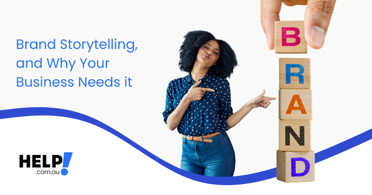 female pointing blocks spelling out the word brand