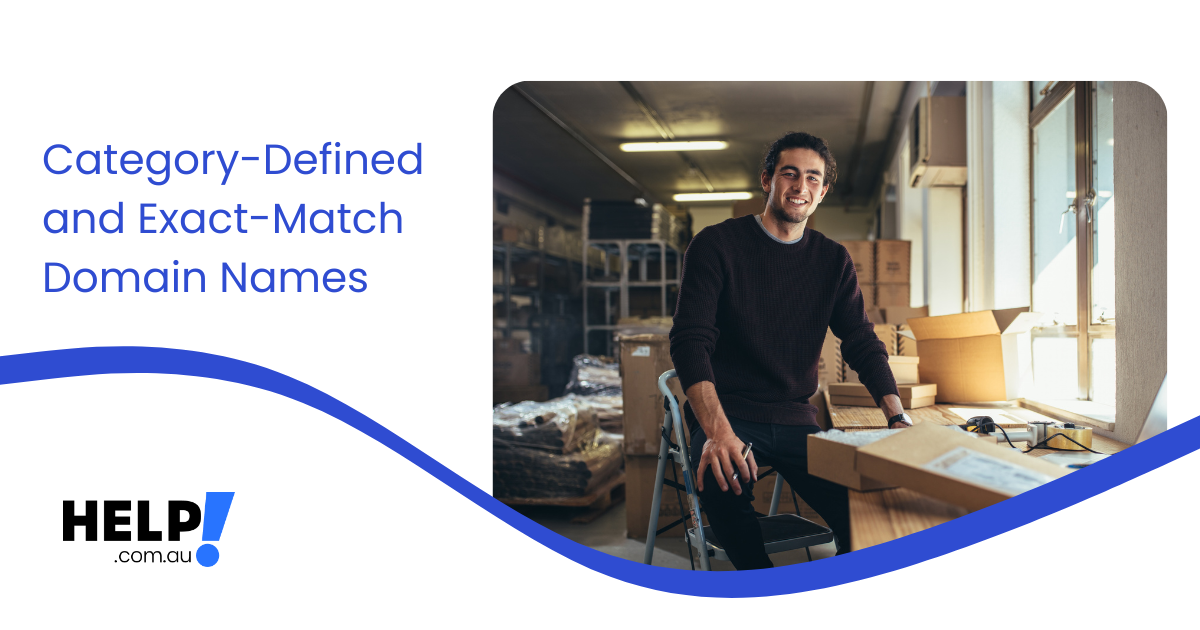 Warehouse worker happy with his domain name for business