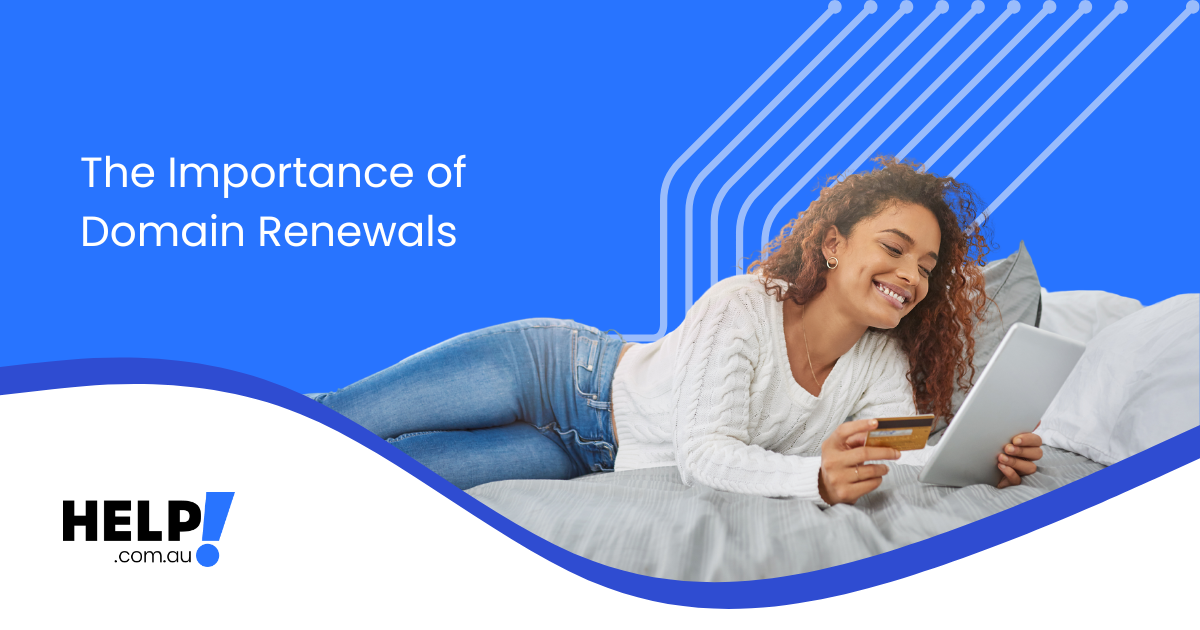 A lady lying on a chaise with a credit card about to renew her domain name