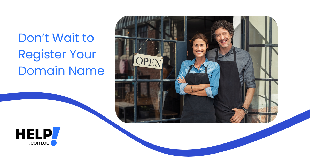 shop owners standing outside their store with open for business sign